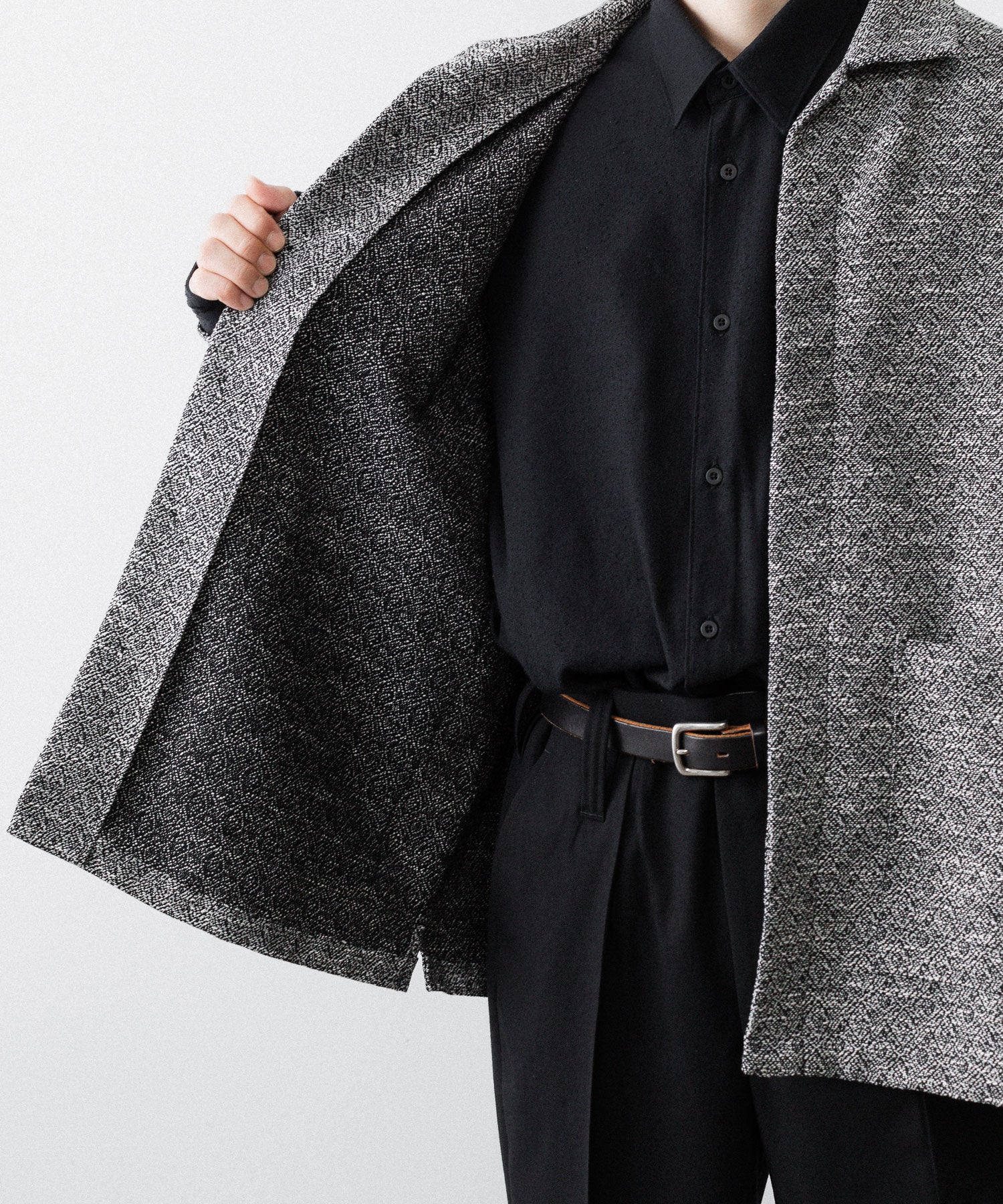 INTÉRIM インテリムのDOUBLE SIDED JACQUARD TWEED DEAD STOCK HYPER BIG FLY FRONT SHIIRT JACKETのBLACK公式通販サイトsession福岡セレクトショップ