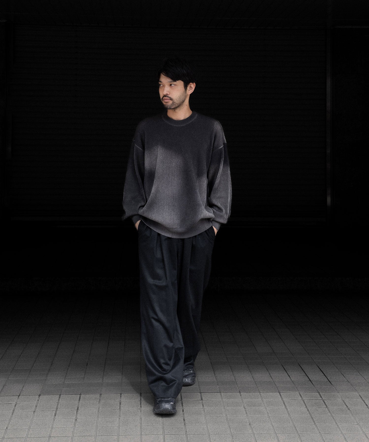 ssstein / シュタイン】W/CA BEAVER EASY WIDE TROUSERS - BLACK