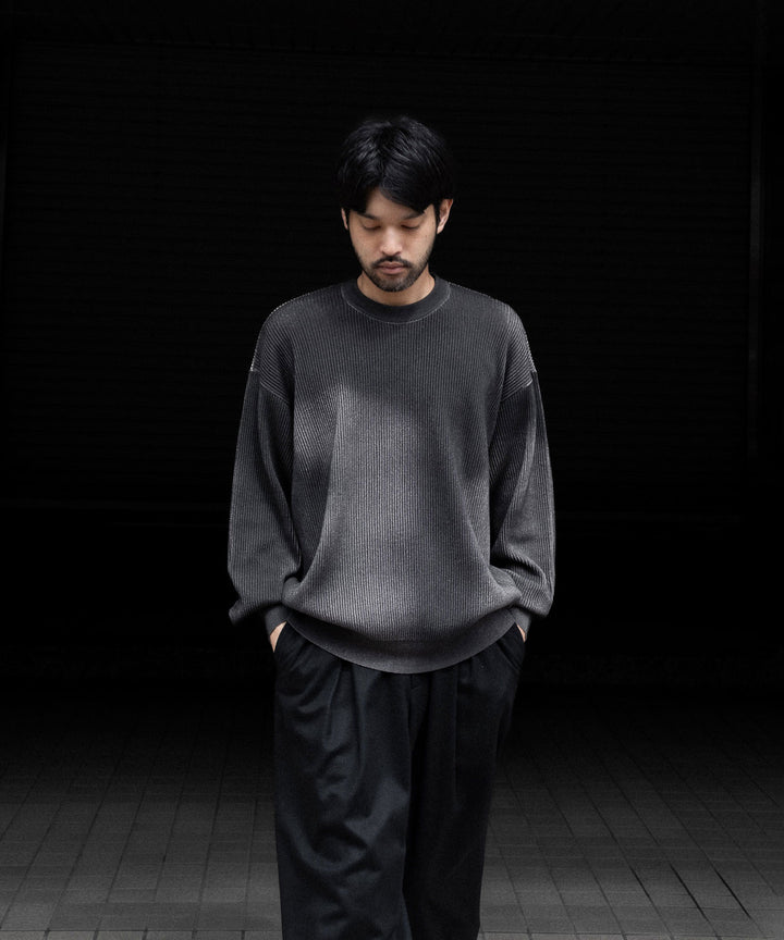 【ssstein】DISCOLORATION RIB KNIT LS - GREY