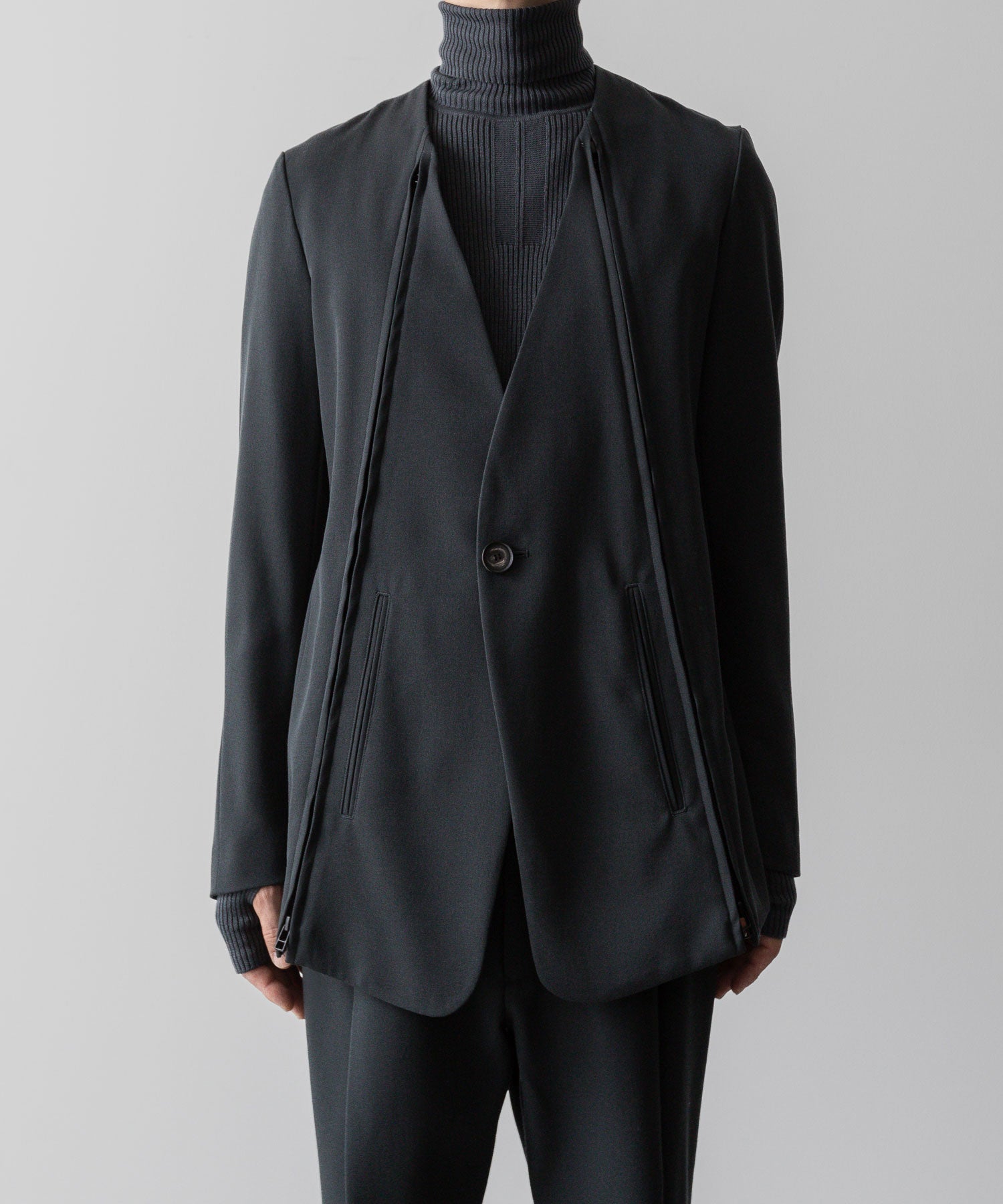 SUBLATIONS サブレーションズのHEAVY WOOL NO COLLAR PRISONER JACKET - SLATE GREYの公式通販サイトsession福岡セレクトショップ