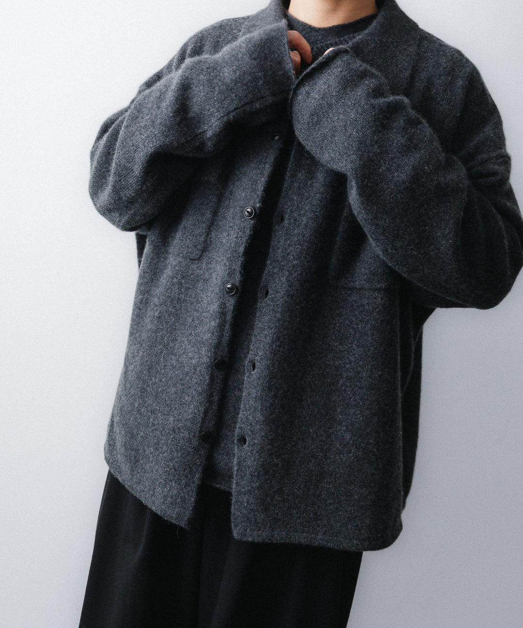【nakedgauge】 COMFORT TOUCH KNITTING SHIRT - CHARCOAL GRAY