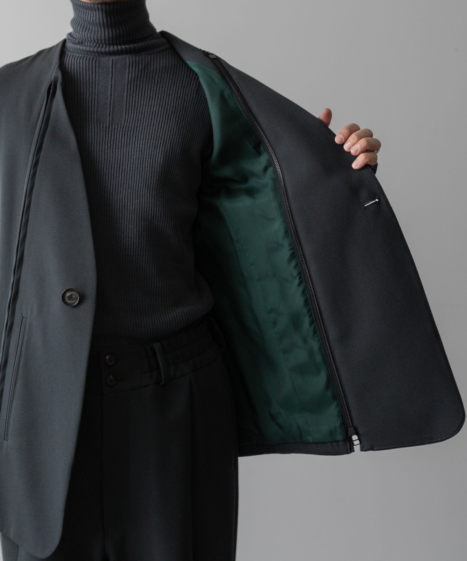 SUBLATIONS サブレーションズのHEAVY WOOL NO COLLAR PRISONER JACKET - SLATE GREYの公式通販サイトsession福岡セレクトショップ