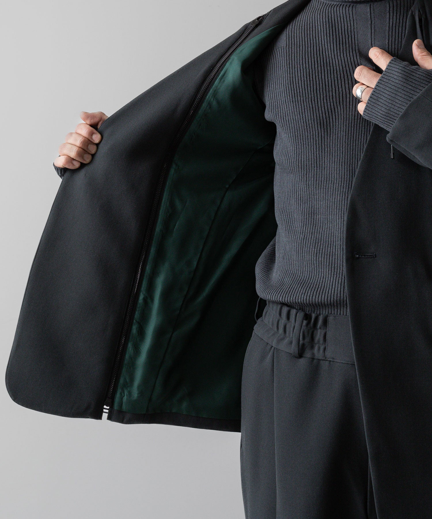 SUBLATIONS サブレーションズのHEAVY WOOL NO COLLAR PRISONER JACKET - SLATE GREYの公式通販サイトsession福岡セレクトショップ