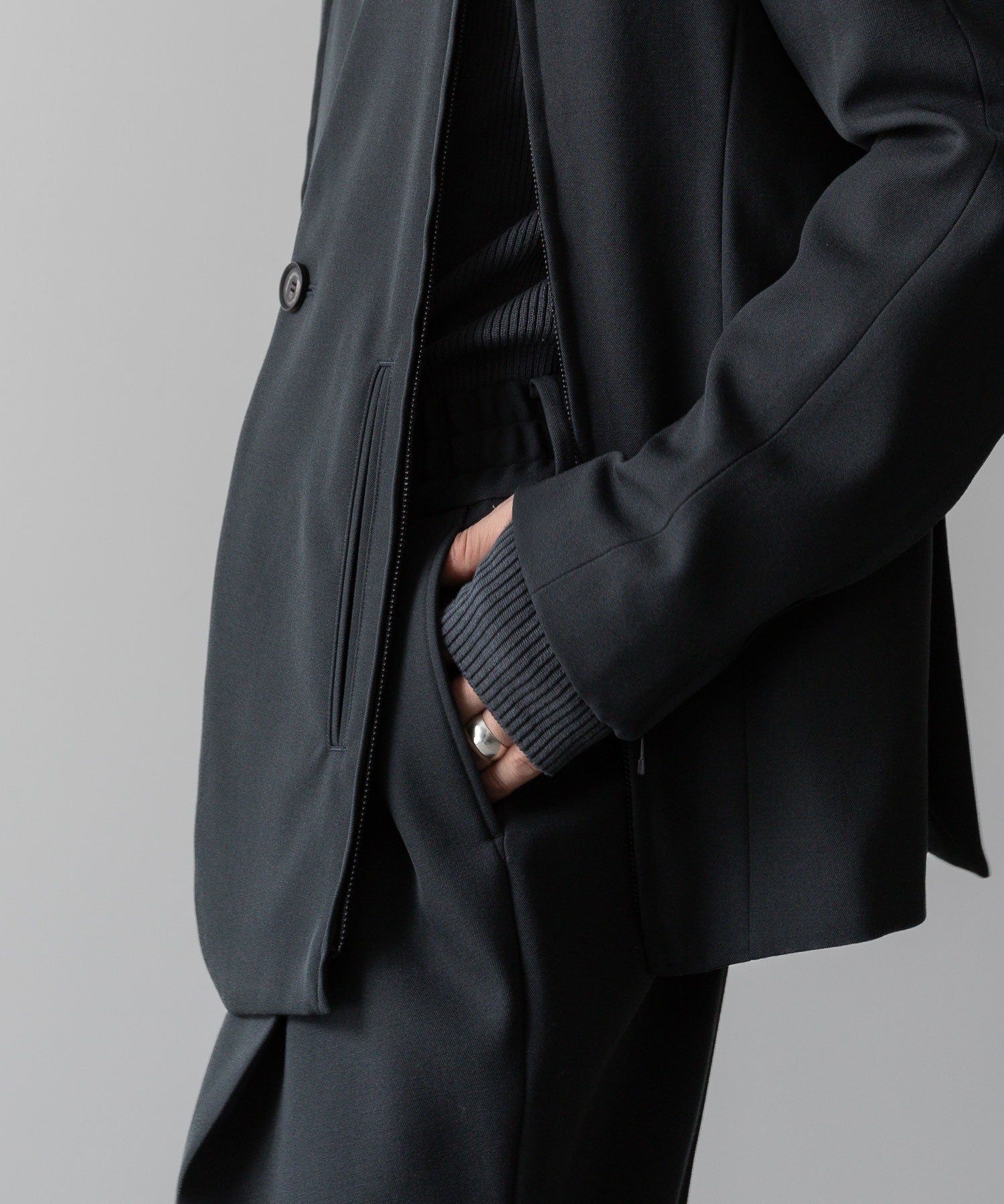 SUBLATIONS サブレーションズのHEAVY WOOL NO COLLAR PRISONER JACKET - SLATE GREYの公式通販サイトsession福岡セレクトショップ