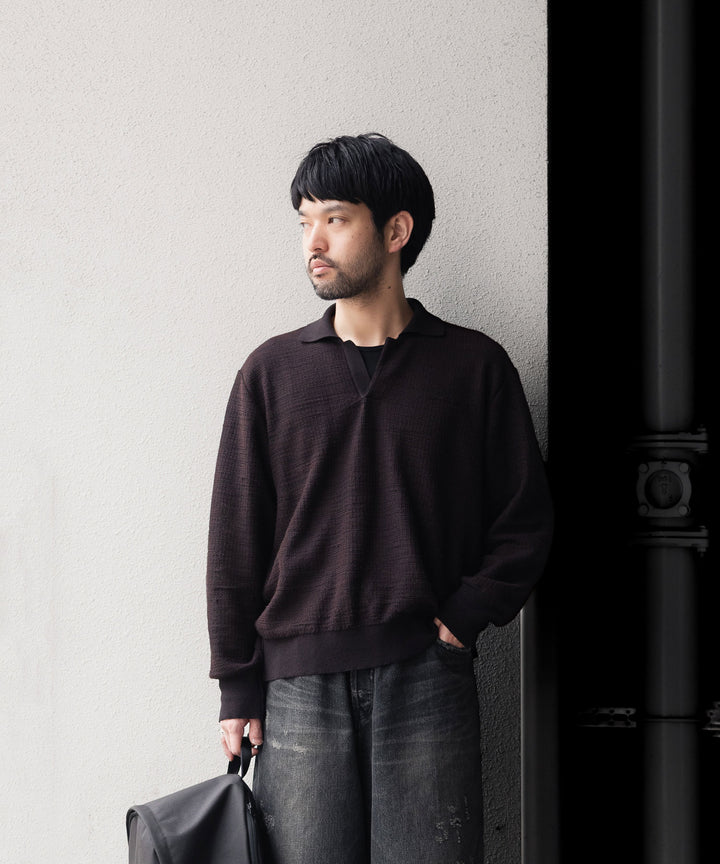ssstein(シュタイン)のSLUB COTTON KNIT SKIPPER LS - DARK BROWNの公式通販サイトsession福岡セレクトショップ