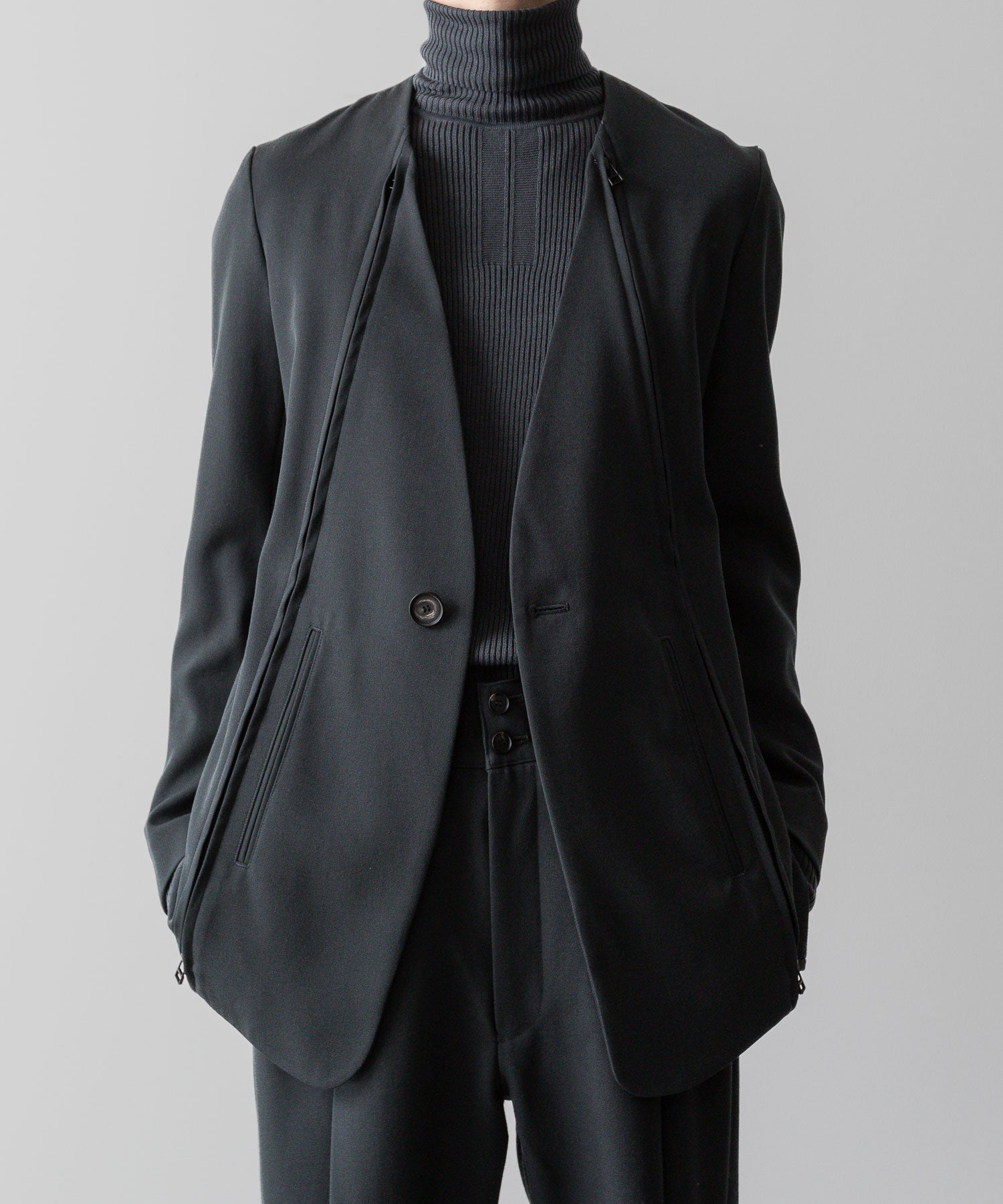 SUBLATIONS サブレーションズのHEAVY WOOL NO COLLAR PRISONER JACKET - SLATE GREYの公式通販サイトsession福岡セレクトショップ