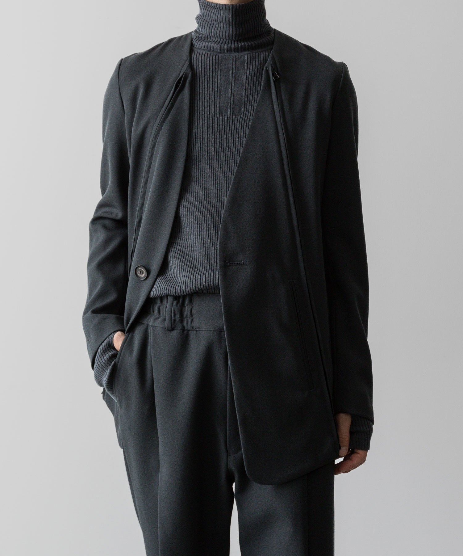 SUBLATIONS サブレーションズのHEAVY WOOL NO COLLAR PRISONER JACKET - SLATE GREYの公式通販サイトsession福岡セレクトショップ