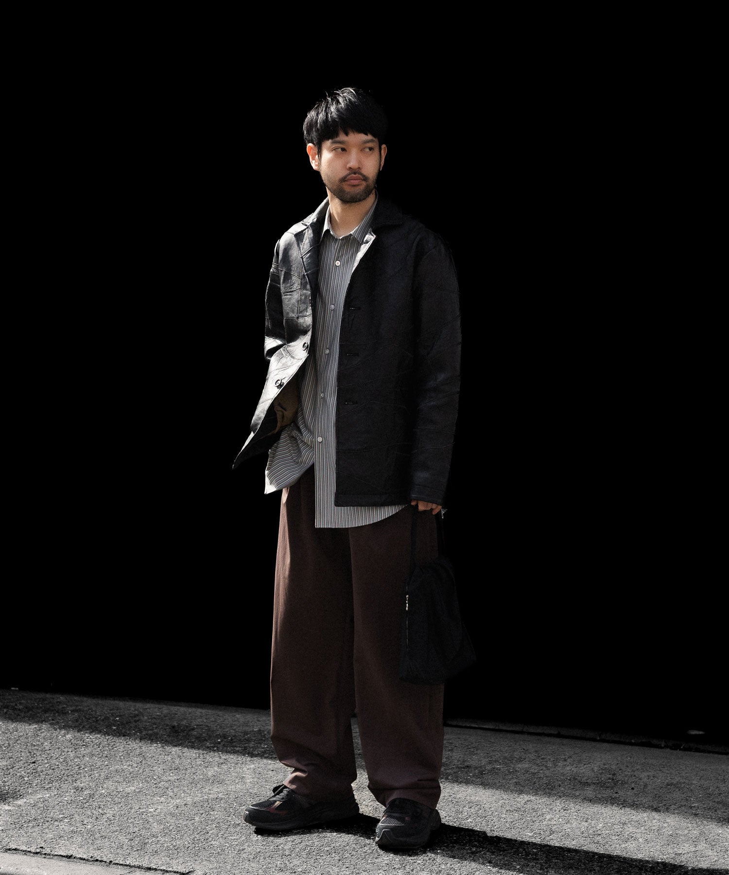 ANTHEM A / アンセムエー】COW LEATHER UNEVEN JACKET - BLACK | 公式