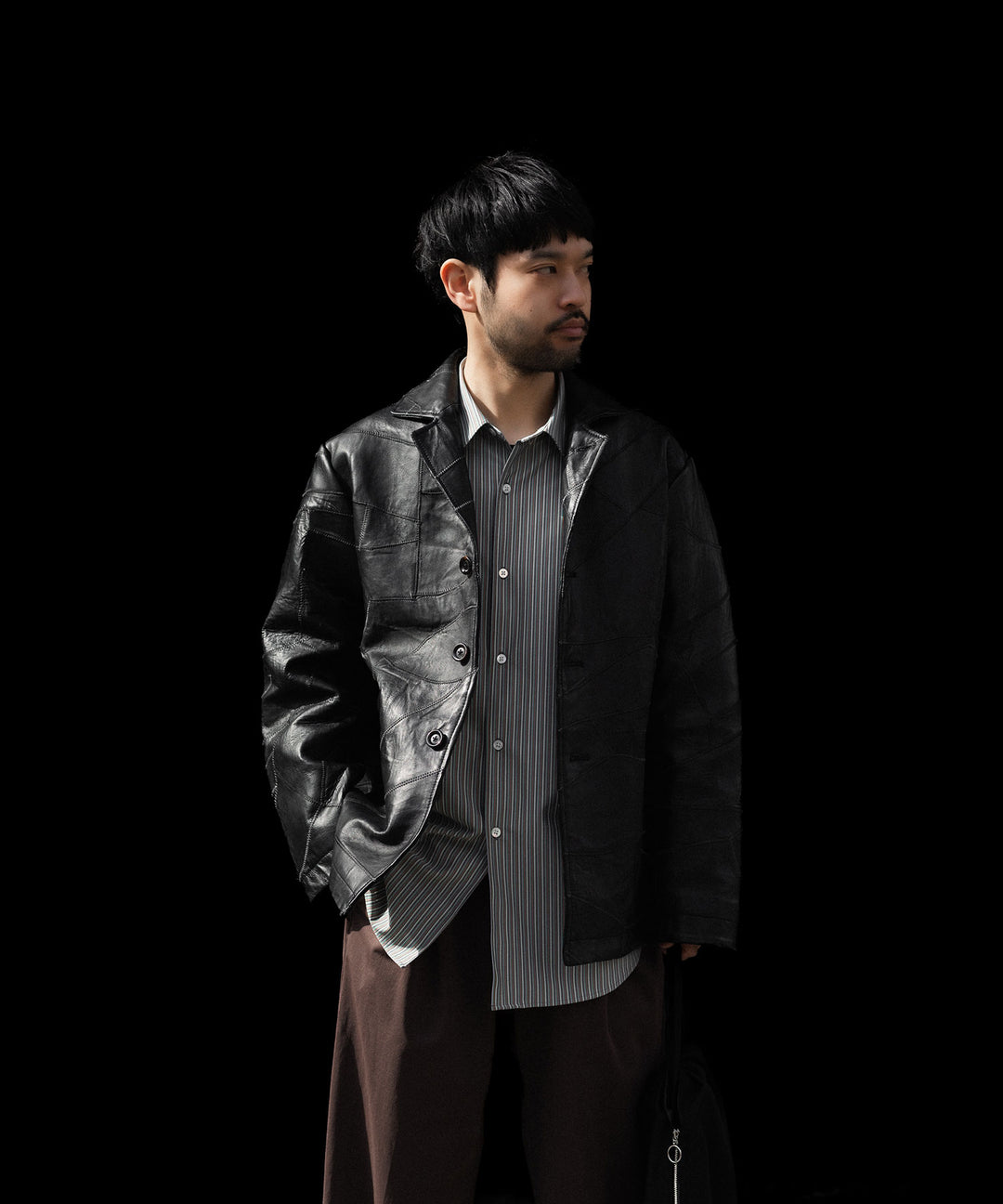ANTHEM A アンセムエーのCOW LEATHER UNEVEN JACKETのBLACK 公式通販サイトsession福岡セレクトショップ
