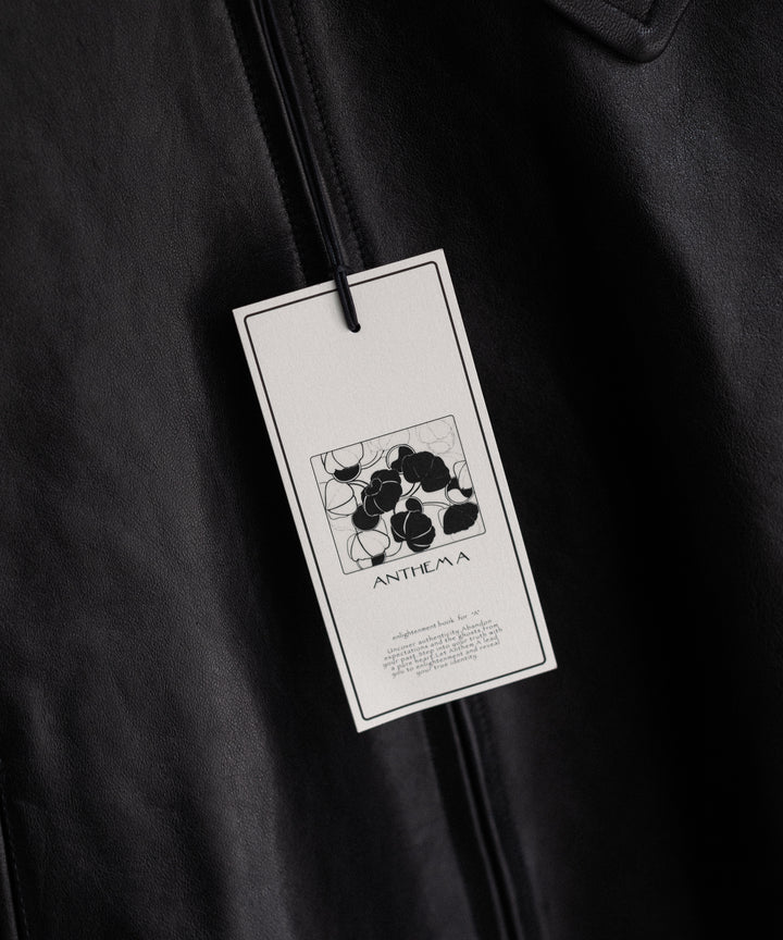 【ANTHEM A】LAMB LEATHER MILITARY BLOUSON - BLACK