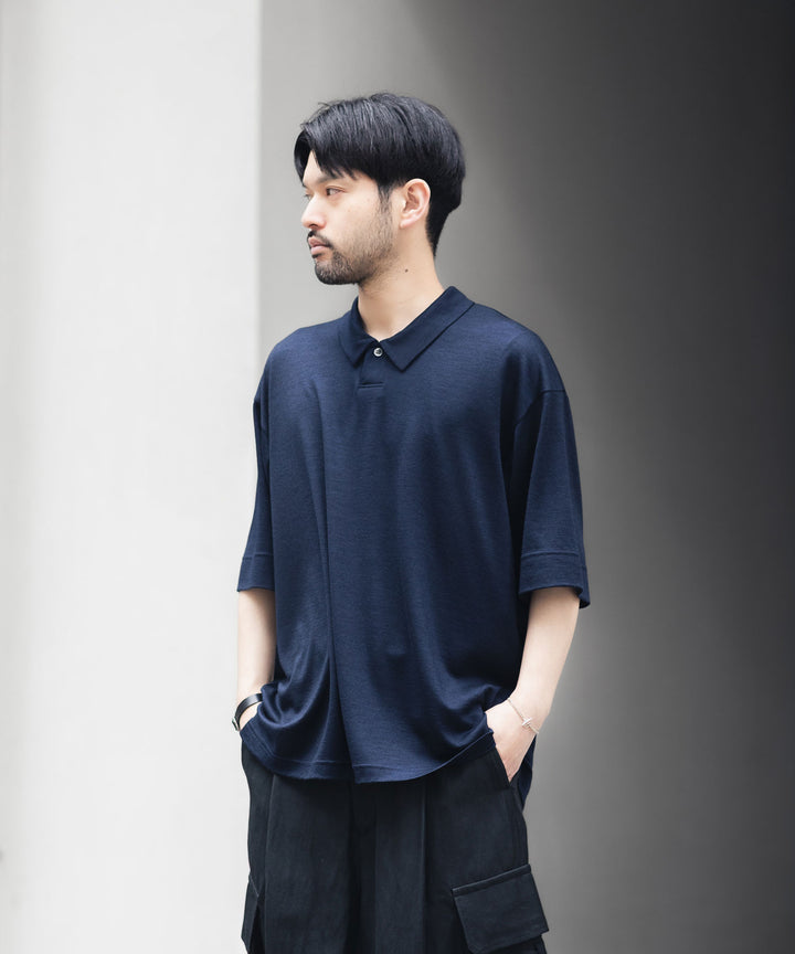 WWW WRAPINKNOT wool wearのS/S POLO SHIRTのNAVY 公式通販サイトsession福岡セレクトショップ
