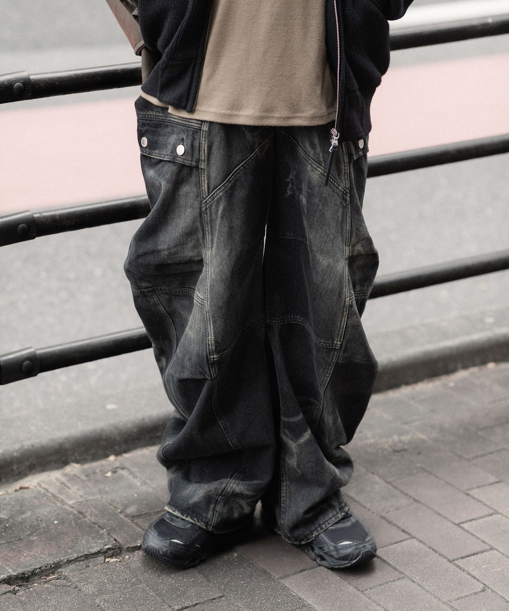 SUBLATIONS サブレーションズのDENIM BANANA CUTTING PANTSのUSED BLACK 公式通販サイトsession福岡セレクトショップ