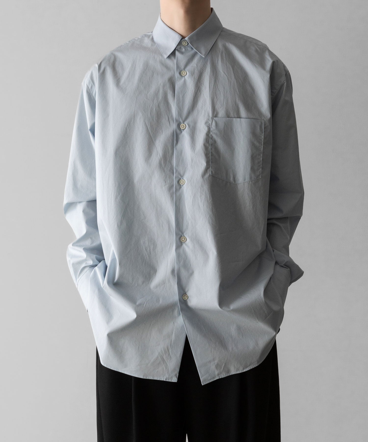 ssstein(シュタイン)のOVERSIZED REGULAR COLLAR SHIRT - OFF BLUEの公式通販サイトsession福岡セレクトショップ