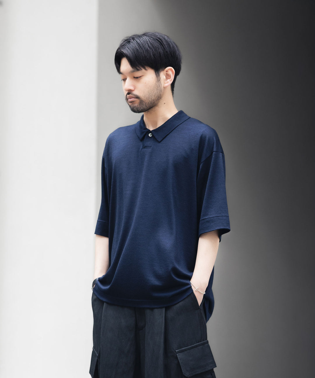 WWW WRAPINKNOT wool wearのS/S POLO SHIRTのNAVY 公式通販サイトsession福岡セレクトショップ