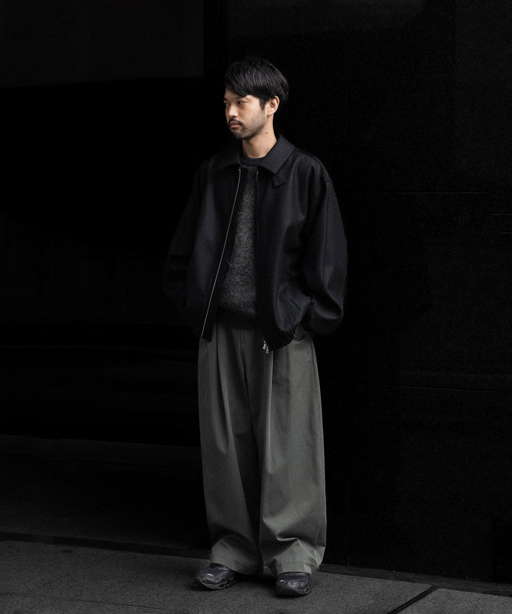 【ssstein】MELTON OVERSIZED ZIP JACKET - BLACK