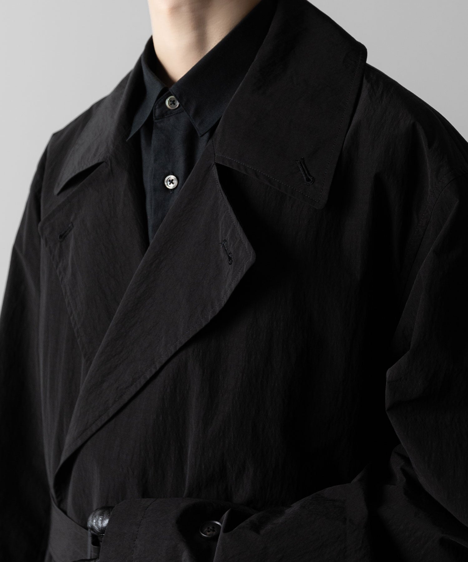 ssstein(シュタイン)のWINDPROOF NYLON DOUBLE BREASTED COAT - BLACK 公式通販サイトsession福岡セレクトショップ