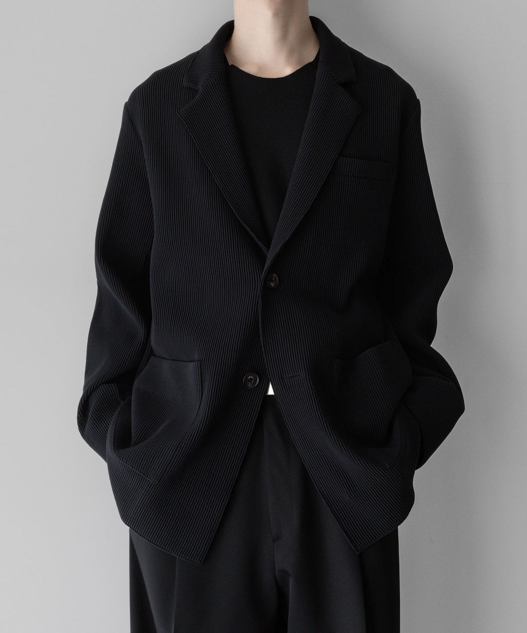 【stein】ssstein シュタインのOVERSIZED GRADATION PLEATS JACKETのBLACK　 公式通販サイトsession福岡セレクトショップ