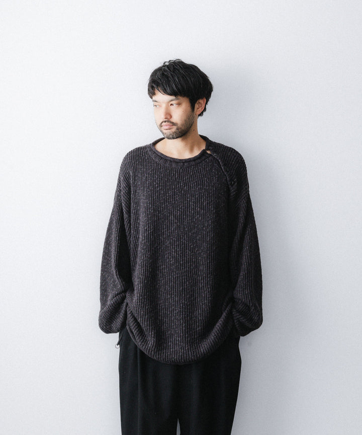 nakedgauge ネイキッドゲージのCOTTON LINEN LOOSE FIT SWEATERのCHARCOAL GRAY 公式通販サイトsession福岡セレクトショップ