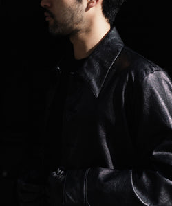 CODA / コーダ】BLACK SYNTHETIC LEATHER CUT OUT TIERED JACKET