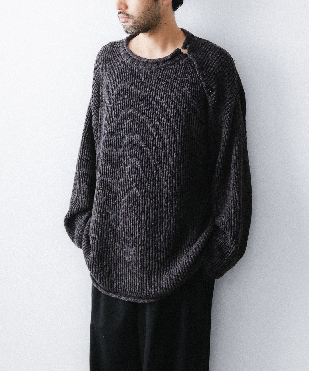 nakedgauge ネイキッドゲージのCOTTON LINEN LOOSE FIT SWEATERのCHARCOAL GRAY 公式通販サイトsession福岡セレクトショップ