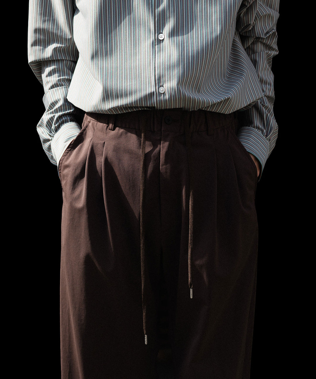KANEMASA PHIL. カネマサフィルの36G NYLON TUCK EASY PANTSのBROWN DYE 公式通販サイトsession福岡セレクトショップ