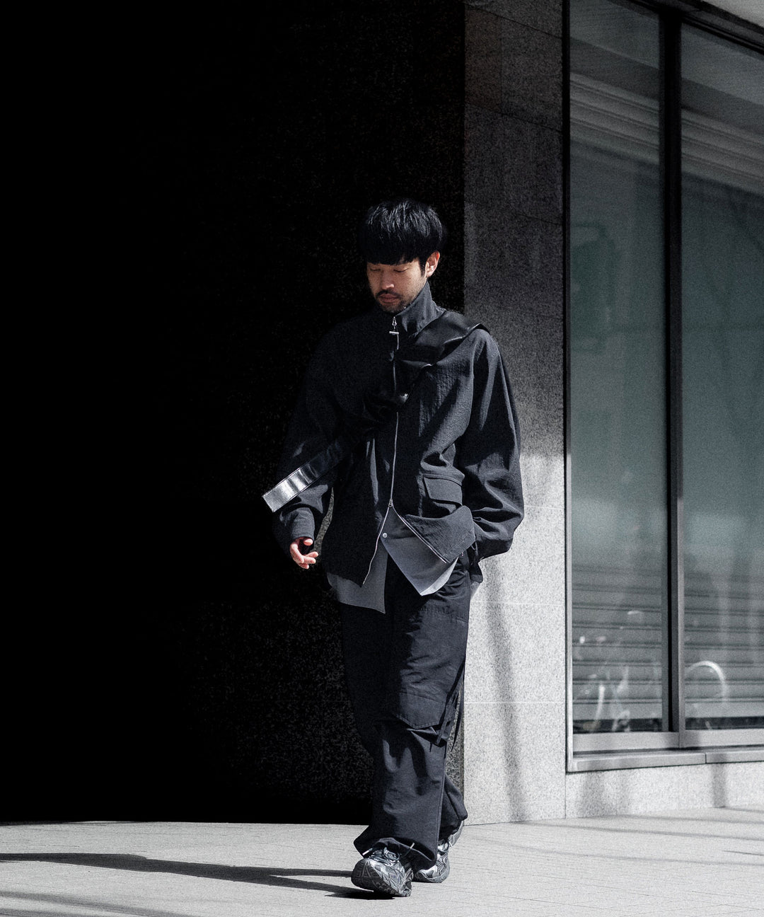 【paratrait】BARK SKIN BLOUSON - CHARCOAL