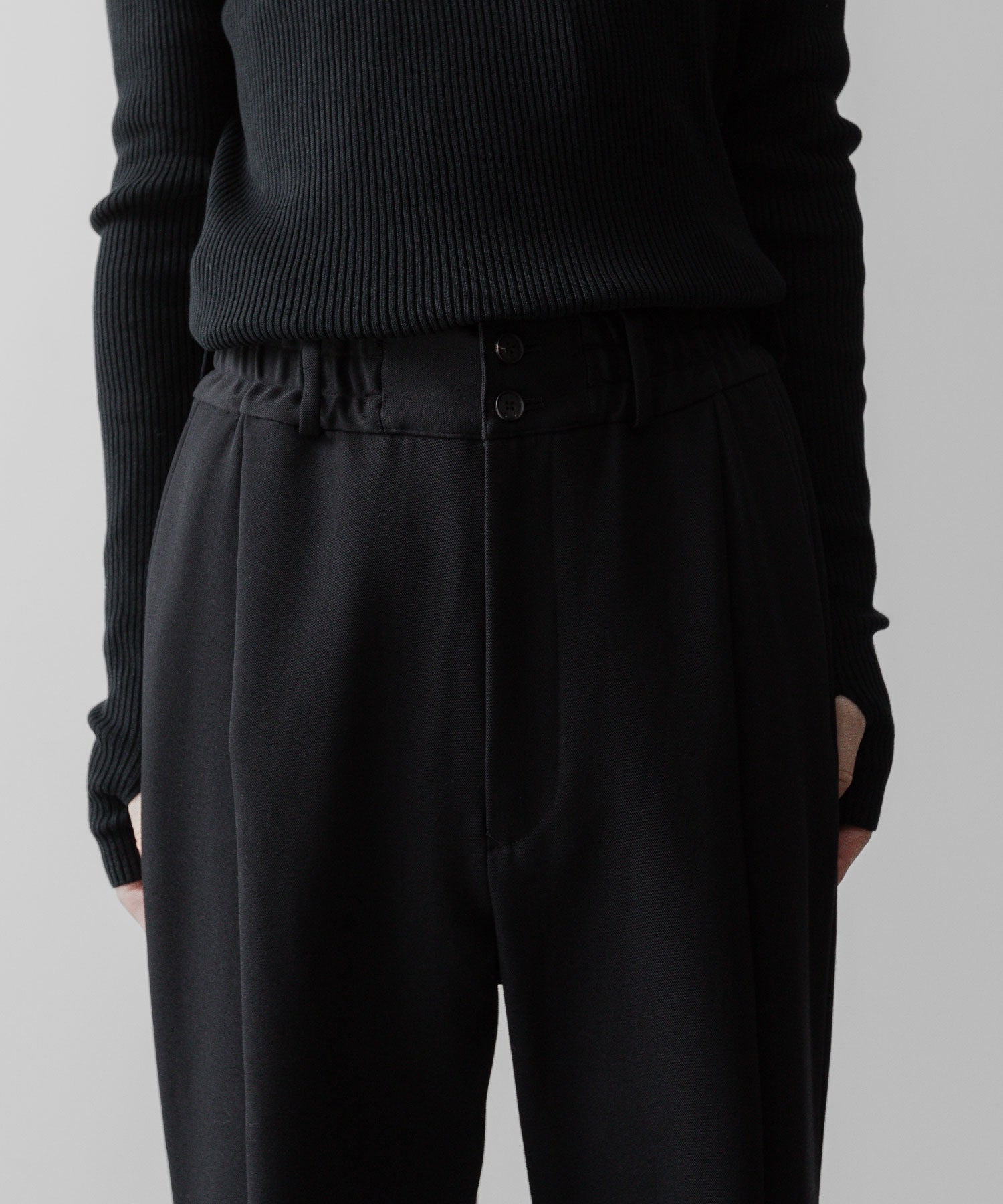 SUBLATIONS サブレーションズのHEAVY WOOL GABARDINE FLARE EASY TROUSERS - BLACKの公式通販サイトsession福岡セレクトショップ