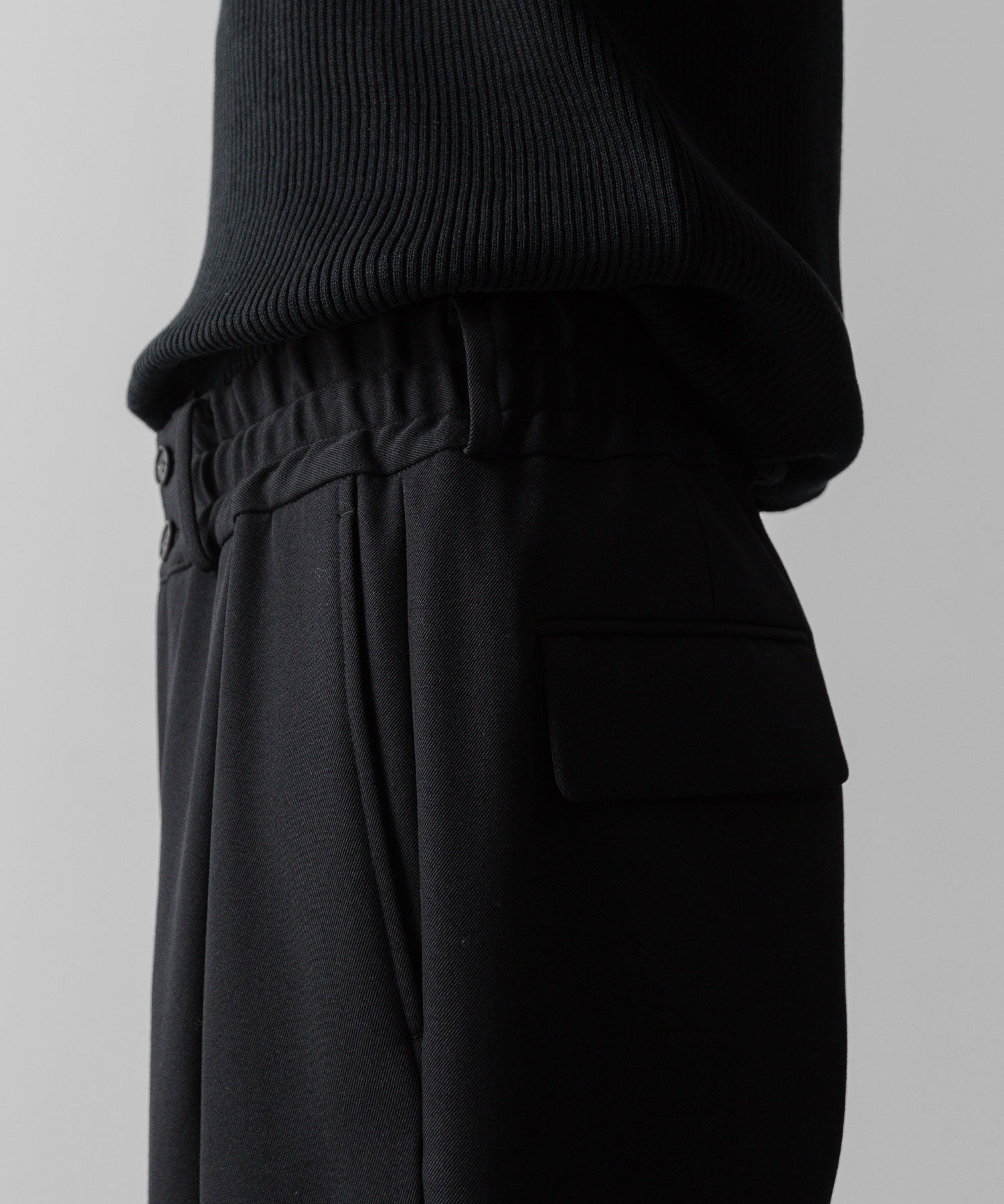 SUBLATIONS サブレーションズのHEAVY WOOL GABARDINE FLARE EASY TROUSERS - BLACKの公式通販サイトsession福岡セレクトショップ