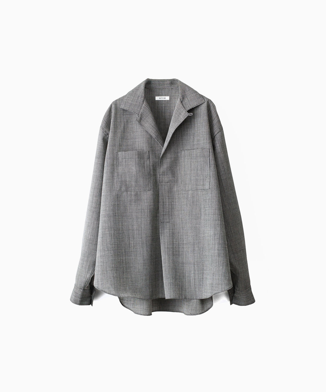 INTÉRIM - インテリムのWOOL END-ON-END SUITING DEADSTOCK FABRIC SKIPPER SHIRTのBLACK公式通販サイトsession福岡セレクトショップ