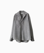 画像をギャラリービューアに読み込む, INTÉRIM - インテリムのWOOL END-ON-END SUITING DEADSTOCK FABRIC SKIPPER SHIRTのBLACK公式通販サイトsession福岡セレクトショップ
