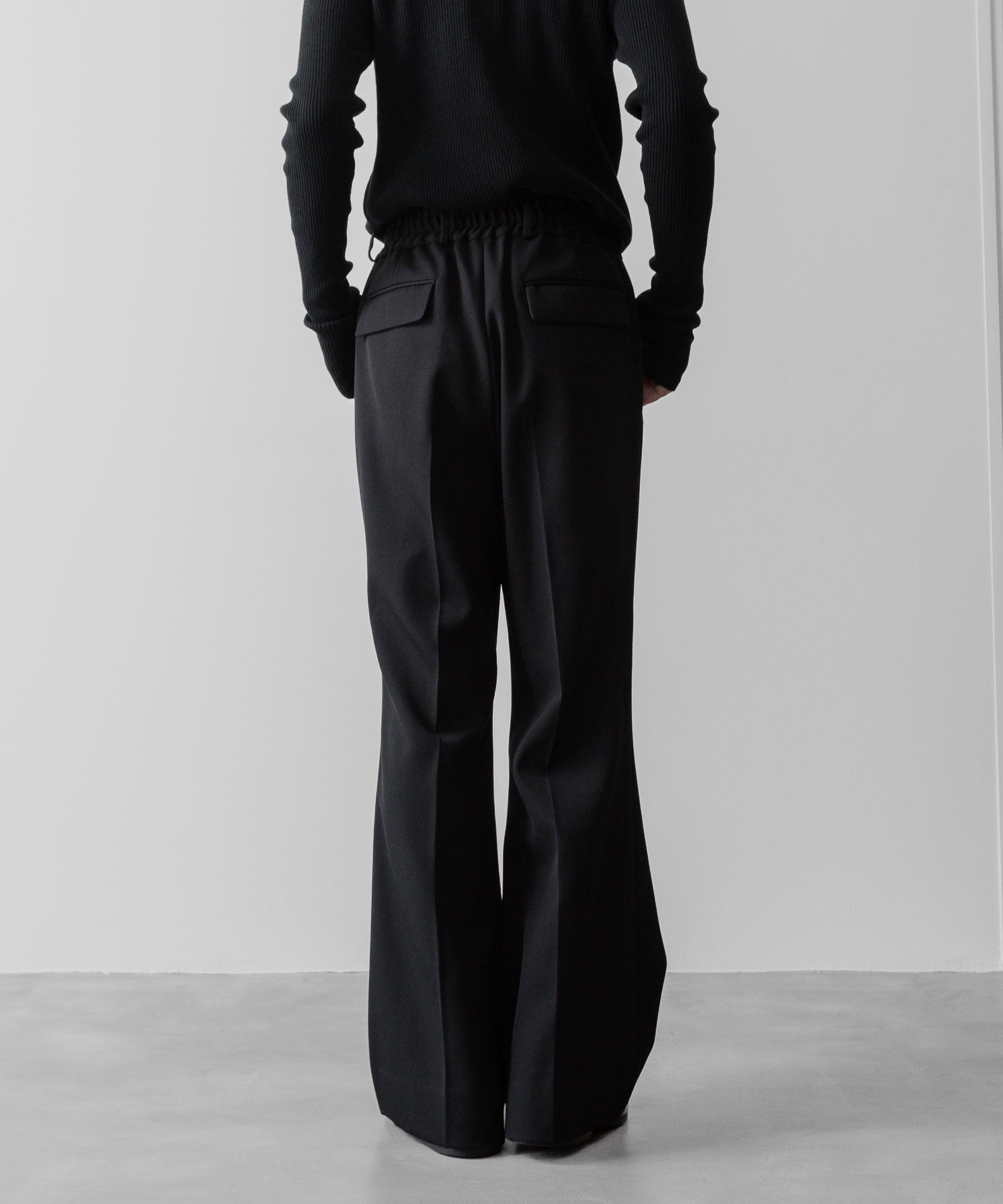 SUBLATIONS サブレーションズのHEAVY WOOL GABARDINE FLARE EASY TROUSERS - BLACKの公式通販サイトsession福岡セレクトショップ