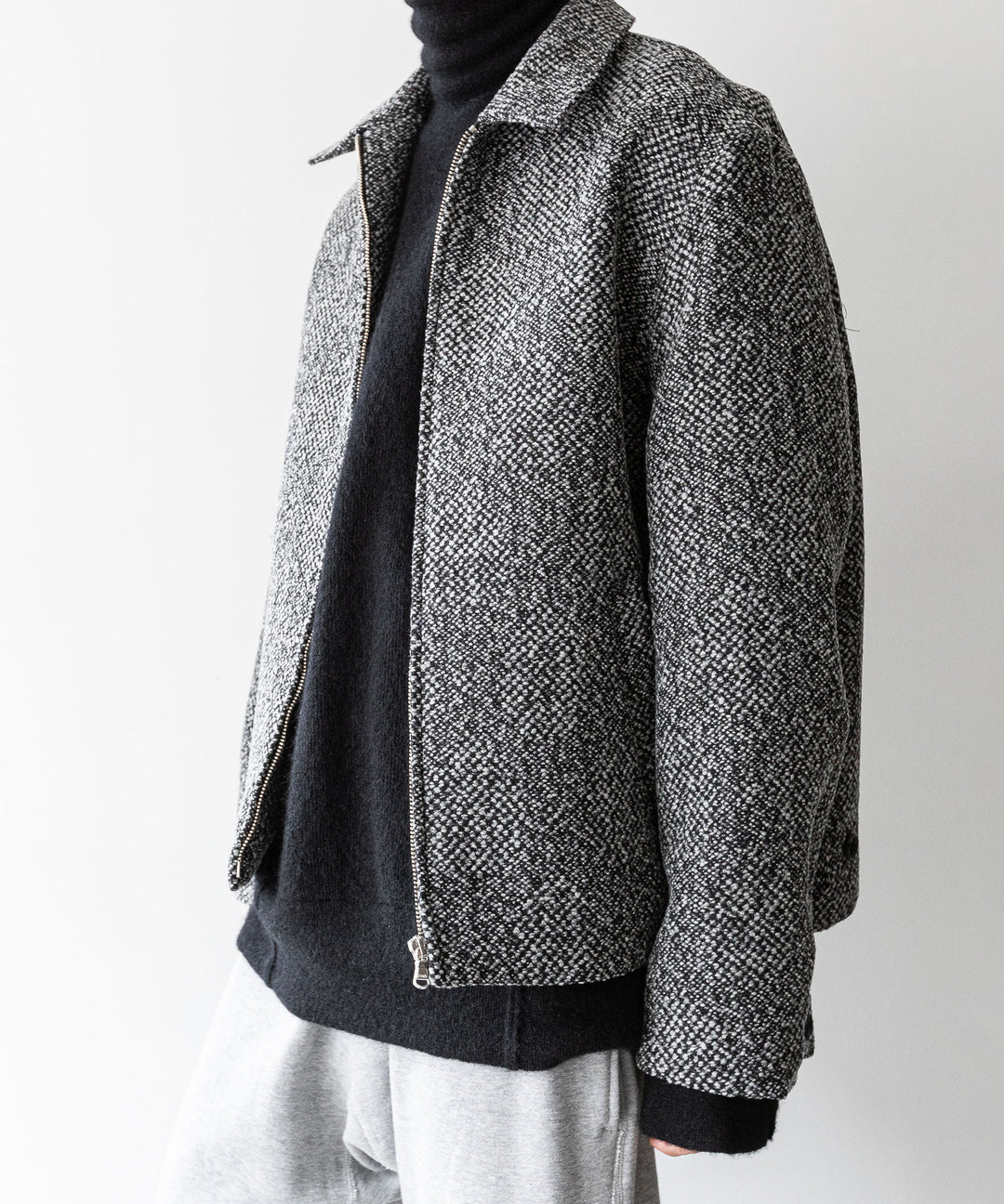 【INTÉRIM】LIMITED BIG DOT DONEGAL HARRINGTON JACKET - GRAY DOTS