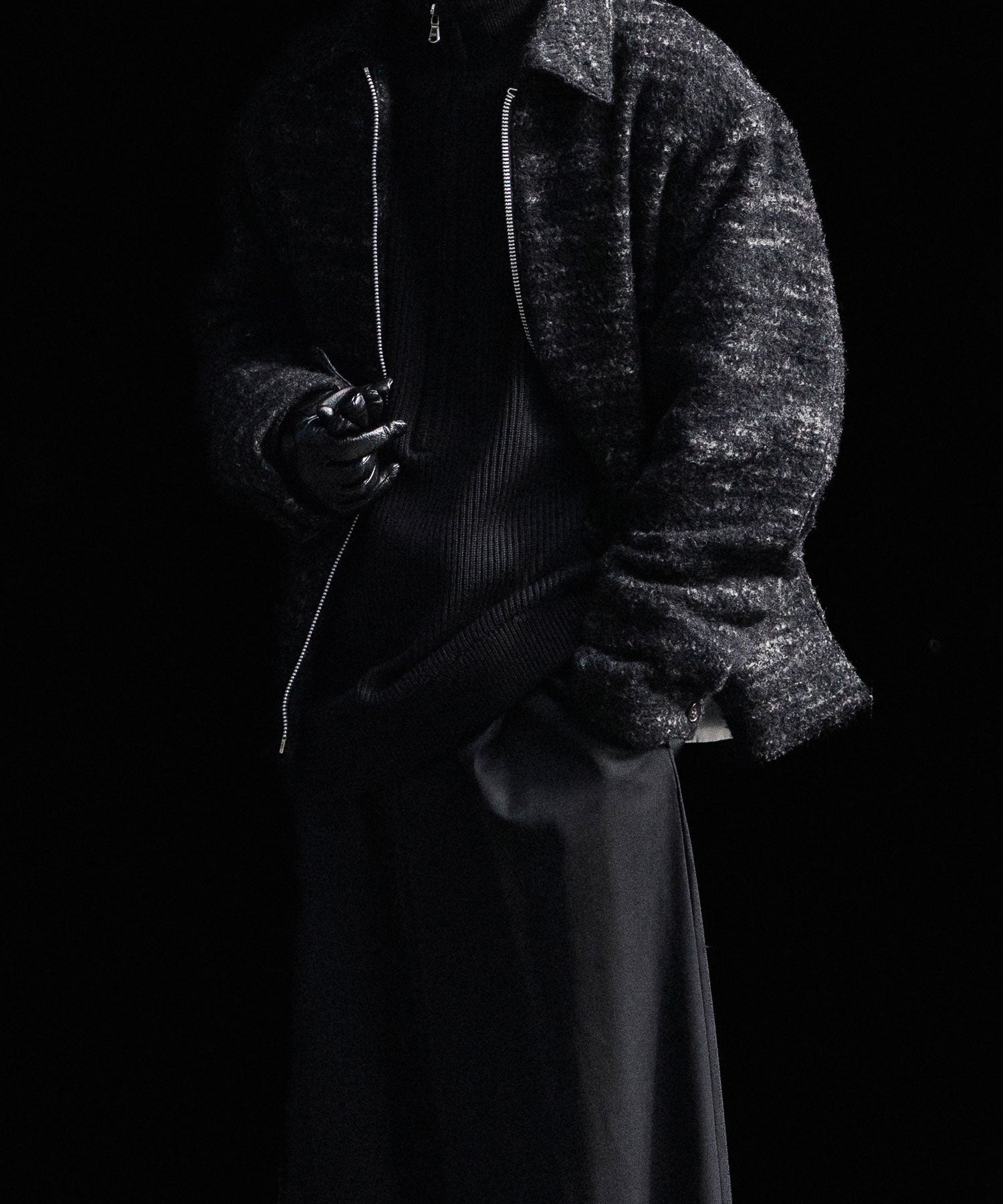 INTÉRIM - インテリムのDOUBLE FACE HAIRY BABY LAMA WOOL SPORTS JACKETのRAW BLACK公式通販サイトsession福岡セレクトショップ