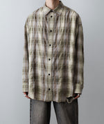 画像をギャラリービューアに読み込む, 【CODA】YELLOW BROWN CHECKED WASHED THRASHED STRUCTURED SHIRT - YELLOW BROWN CHECK
