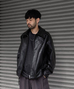 ANTHEM A / アンセムエー】LAMB LEATHER MILITARY BLOUSON - BLACK