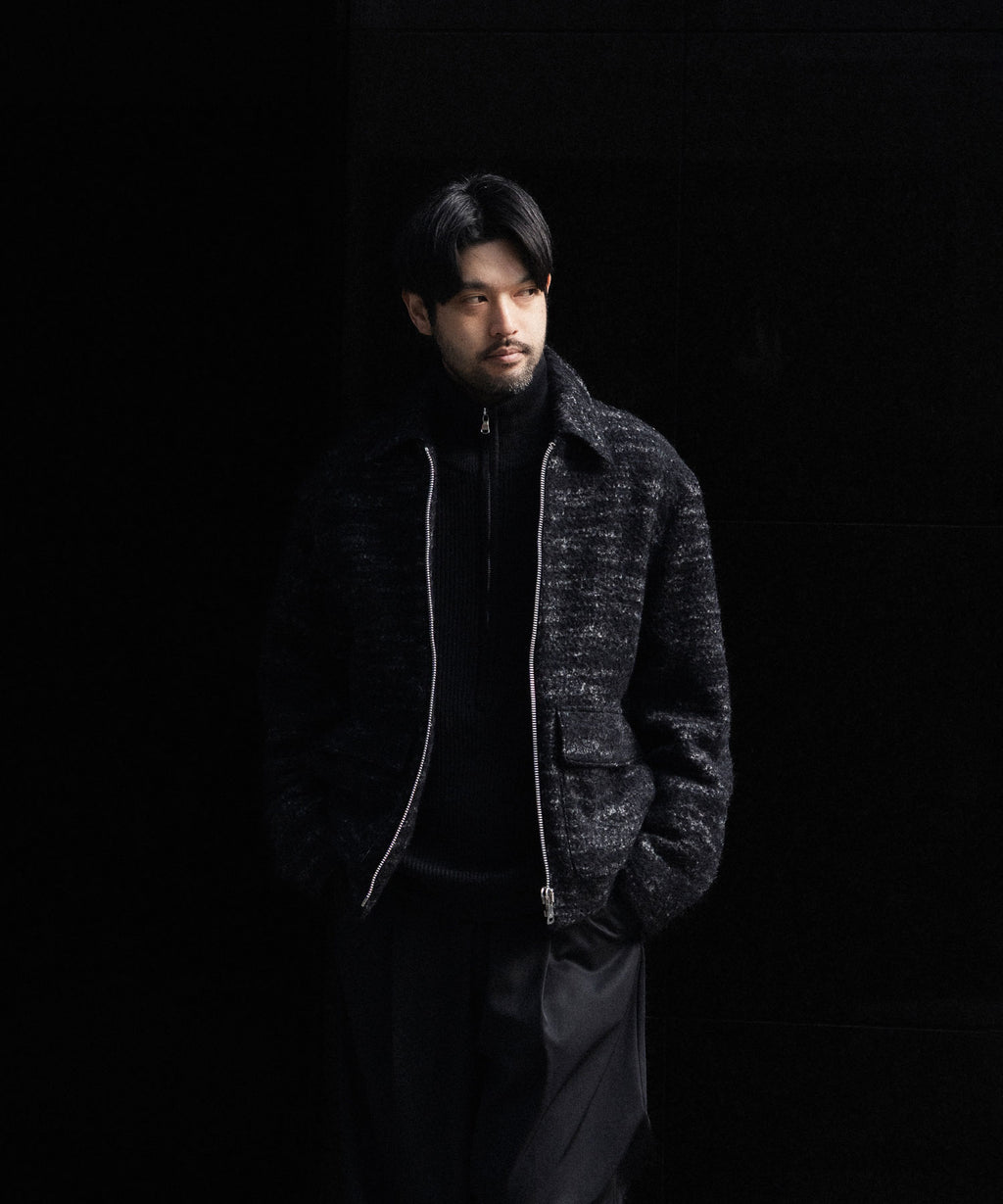 INTÉRIM - インテリムのDOUBLE FACE HAIRY BABY LAMA WOOL SPORTS JACKETのRAW BLACK公式通販サイトsession福岡セレクトショップ