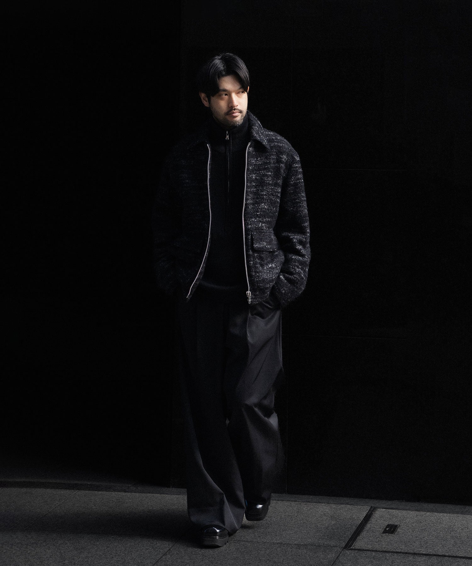 INTÉRIM - インテリムのDOUBLE FACE HAIRY BABY LAMA WOOL SPORTS JACKETのRAW BLACK公式通販サイトsession福岡セレクトショップ