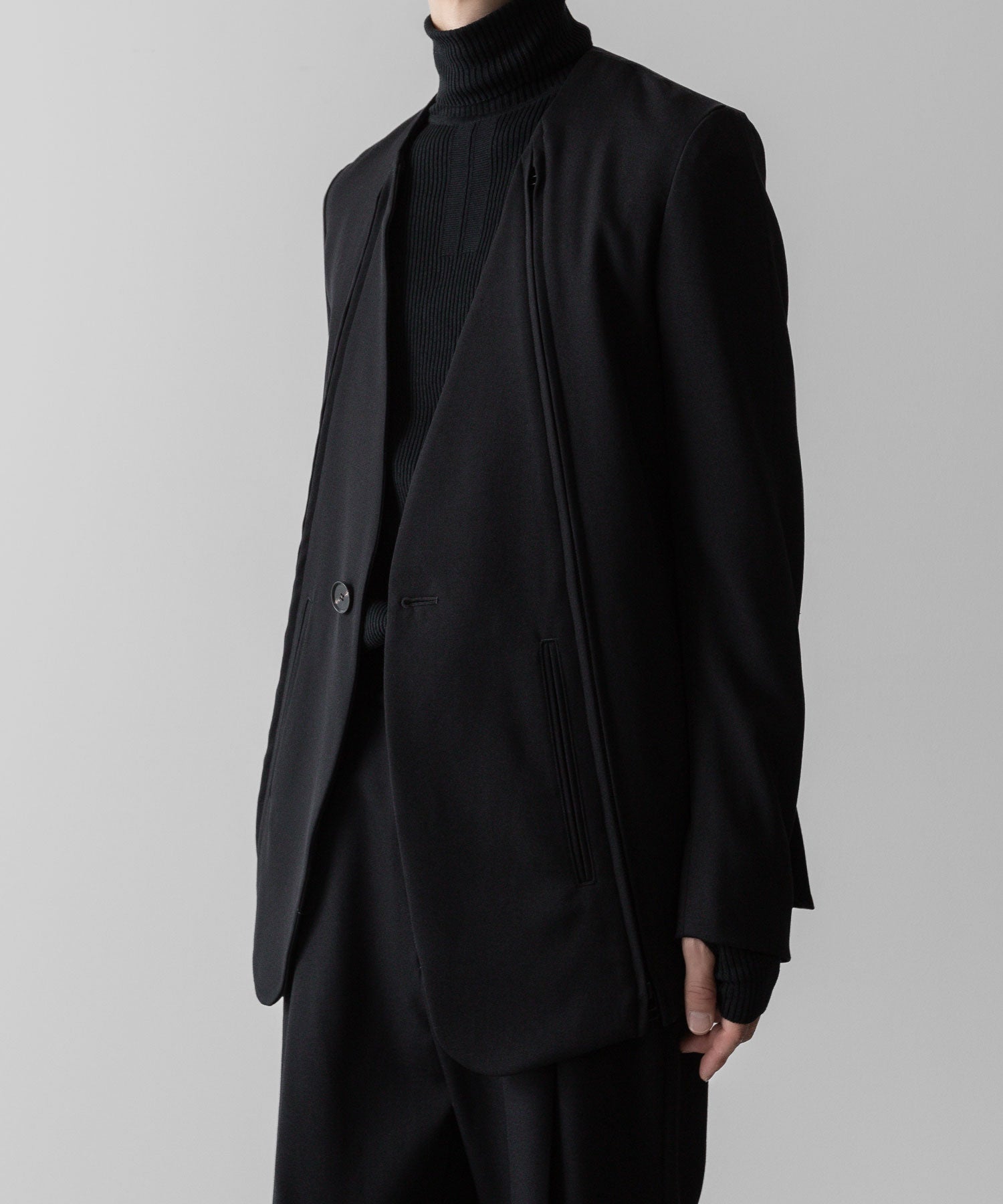 SUBLATIONS サブレーションズのHEAVY WOOL NO COLLAR PRISONER JACKET - BLACKの公式通販サイトsession福岡セレクトショップ