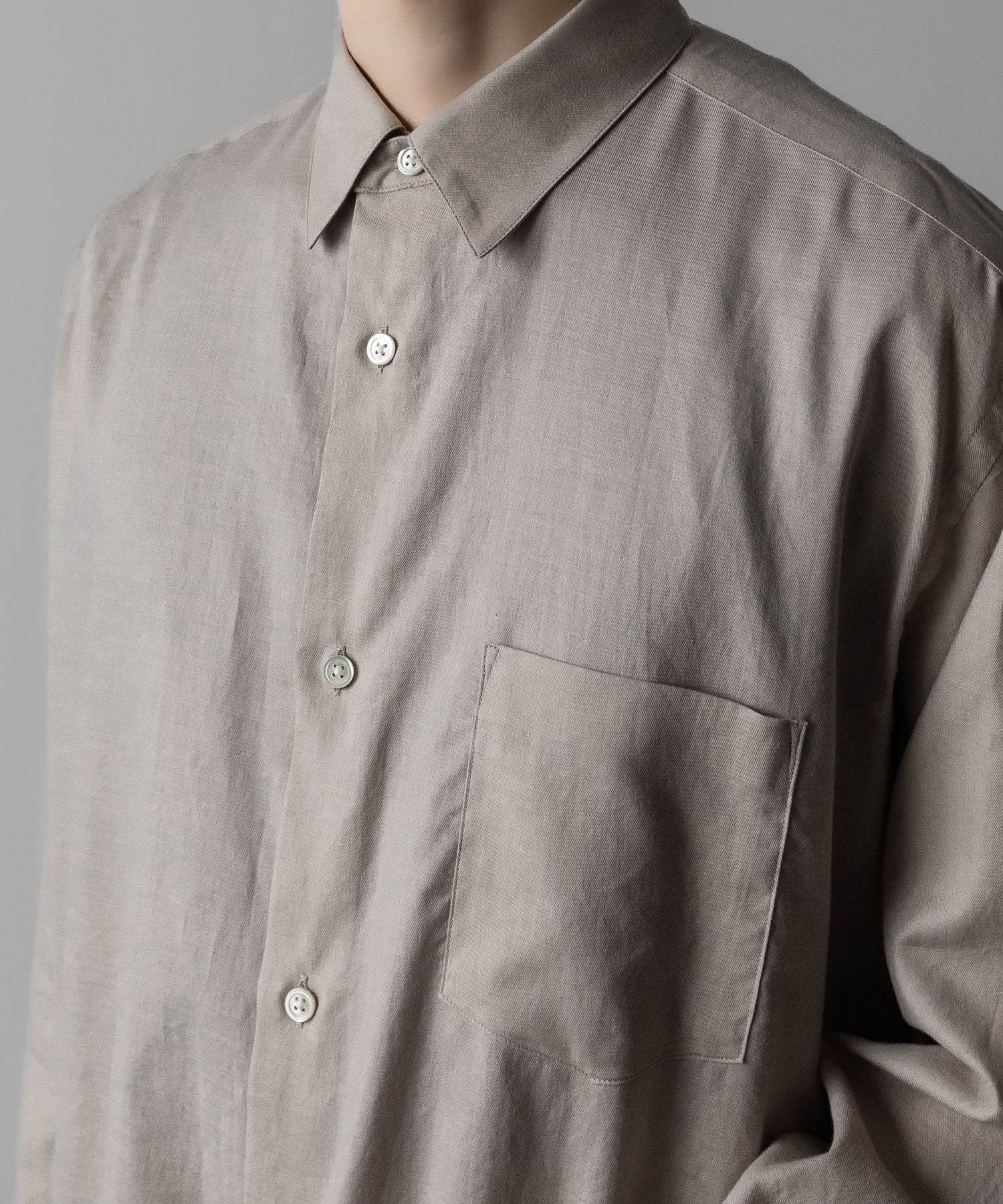 ssstein(シュタイン)のC/SI TWILL OVERSIZED REGULAR COLLAR SHIRT - GREIGEの公式通販サイトsession福岡セレクトショップ