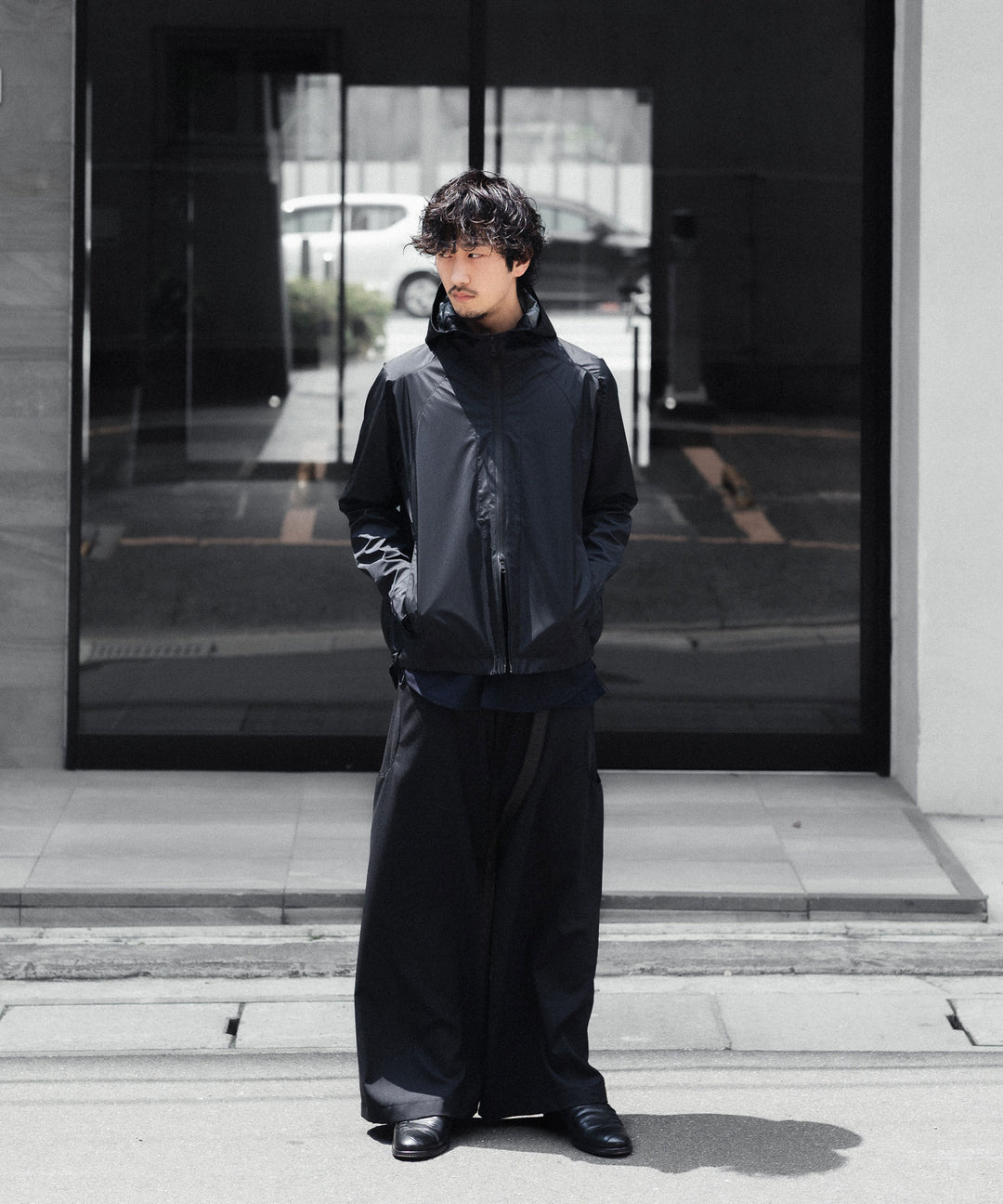 【OPPOSE DUALITY】SHORT PARKA 3L NYLON - BLACK
