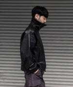 画像をギャラリービューアに読み込む, 【ANTHEM A】LAMB LEATHER MILITARY BLOUSON - BLACK
