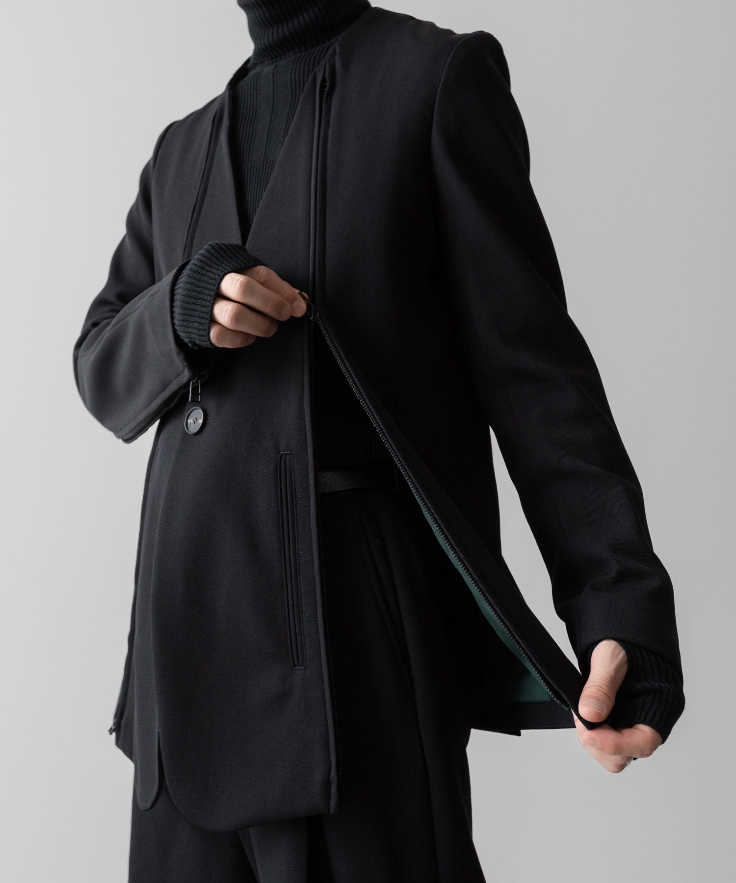 SUBLATIONS サブレーションズのHEAVY WOOL NO COLLAR PRISONER JACKET - BLACKの公式通販サイトsession福岡セレクトショップ