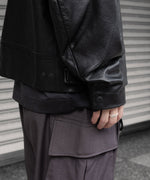 画像をギャラリービューアに読み込む, 【ANTHEM A】LAMB LEATHER MILITARY BLOUSON - BLACK
