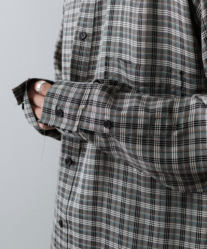 CODA コーダ GREY CHECK VISCOSE RAW EDGES SHIFT SHIRT - GREY CHECK 公式通販サイトsession福岡セレクトショップ