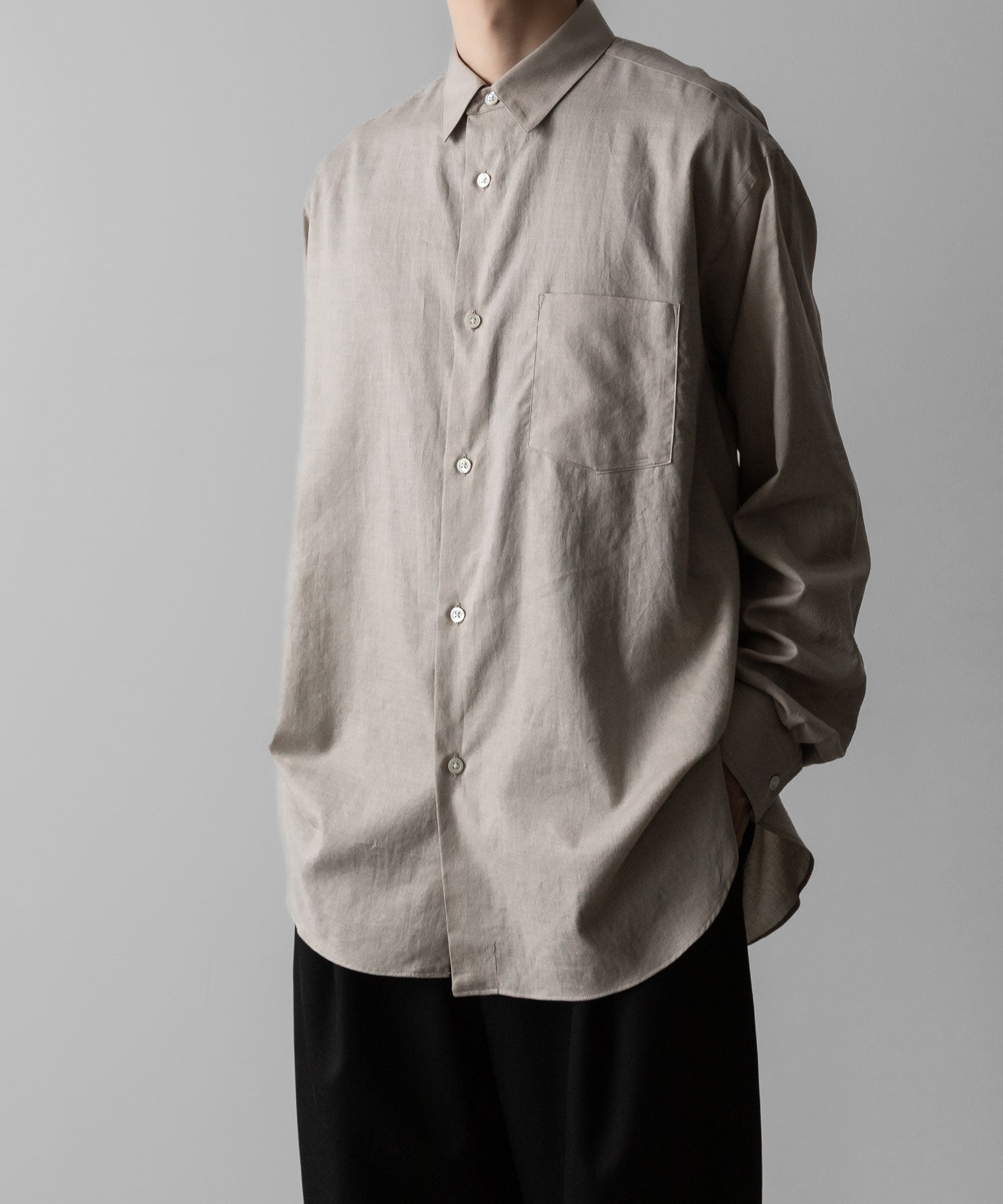 ssstein(シュタイン)のC/SI TWILL OVERSIZED REGULAR COLLAR SHIRT - GREIGEの公式通販サイトsession福岡セレクトショップ