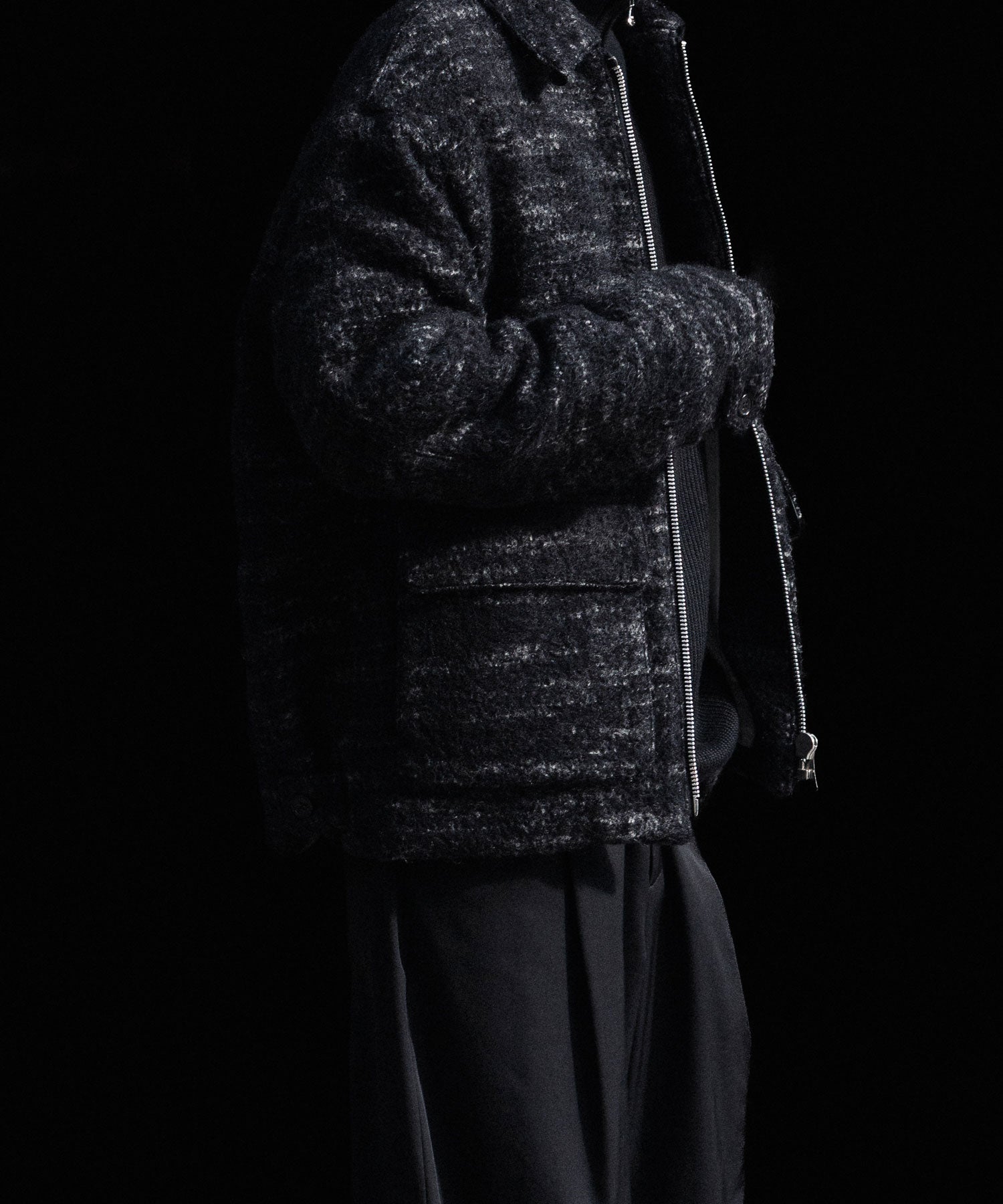 INTÉRIM - インテリムのDOUBLE FACE HAIRY BABY LAMA WOOL SPORTS JACKETのRAW BLACK公式通販サイトsession福岡セレクトショップ