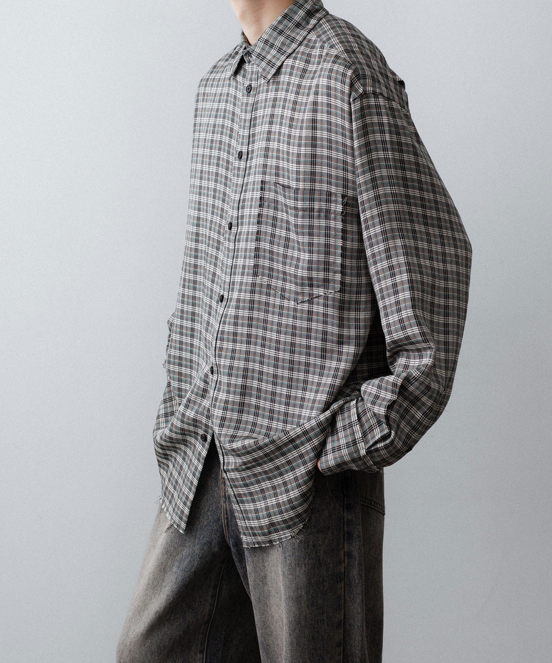CODA コーダ GREY CHECK VISCOSE RAW EDGES SHIFT SHIRT - GREY CHECK 公式通販サイトsession福岡セレクトショップ