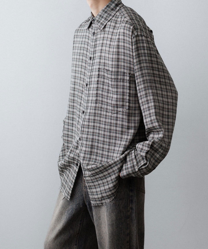 CODA コーダ GREY CHECK VISCOSE RAW EDGES SHIFT SHIRT - GREY CHECK 公式通販サイトsession福岡セレクトショップ