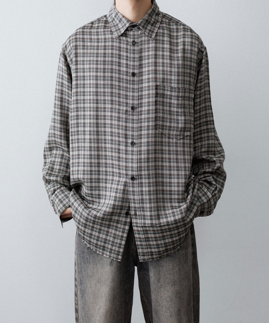 CODA コーダ GREY CHECK VISCOSE RAW EDGES SHIFT SHIRT - GREY CHECK 公式通販サイトsession福岡セレクトショップ