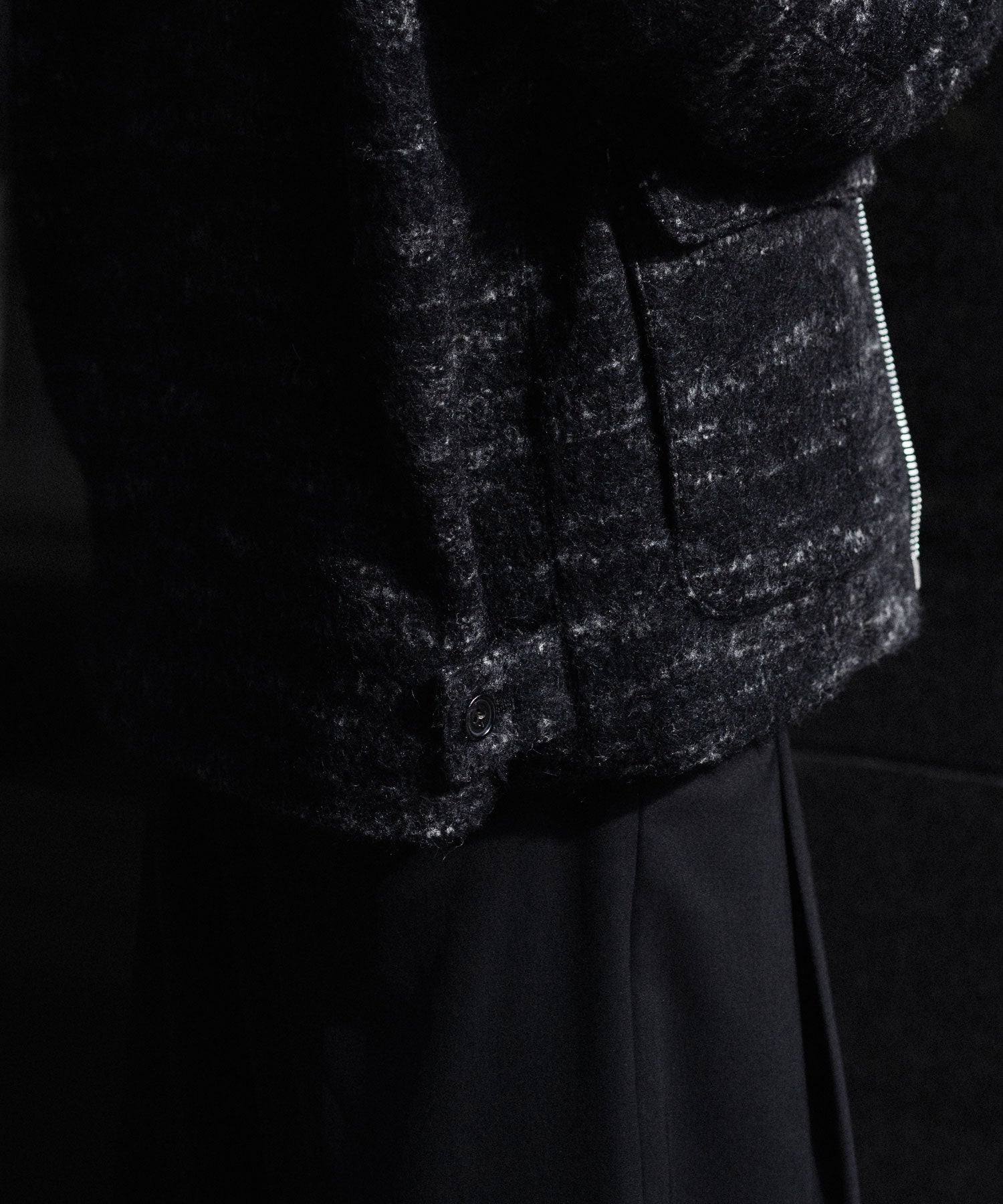 INTÉRIM - インテリムのDOUBLE FACE HAIRY BABY LAMA WOOL SPORTS JACKETのRAW BLACK公式通販サイトsession福岡セレクトショップ